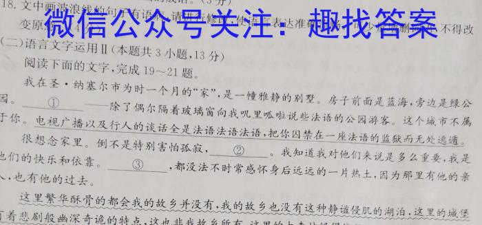 学林教育 2023年陕西省初中学业水平考试·临考冲刺卷(E)语文