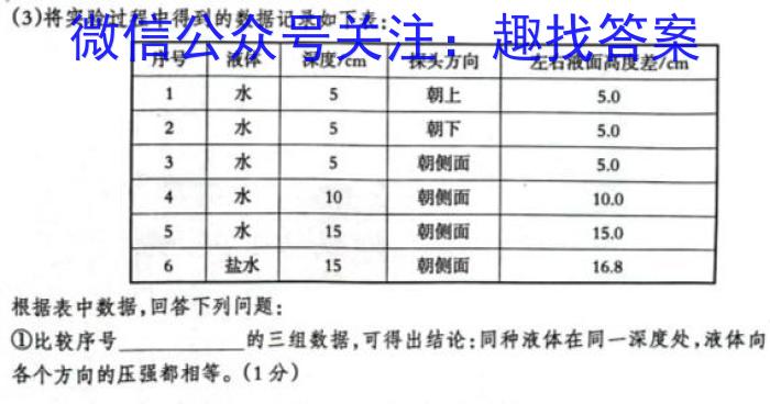江西省2023年第四次中考模拟考试练习l物理