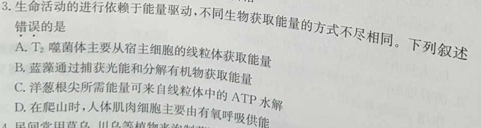 2023年高三学业质量检测 全国乙卷模拟(二)生物