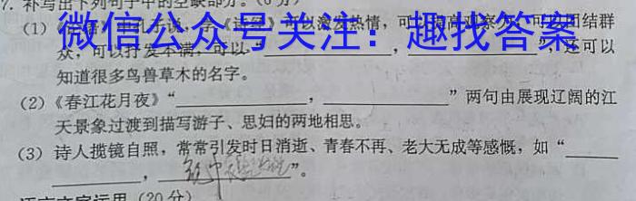 安徽省2022~2023学年度皖北县中联盟5月联考(3451C)语文