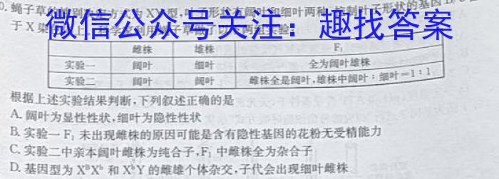 九师联盟·2023届新高考押题信息卷(四)4生物