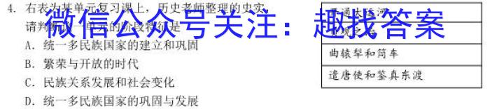 安徽省2023年第六次中考模拟考试练习历史