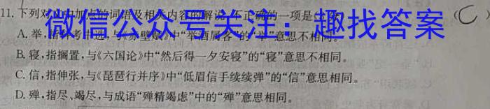 玖壹联考 安徽省2024~2023学年高一年级下学期阶段检测考试(5月)语文