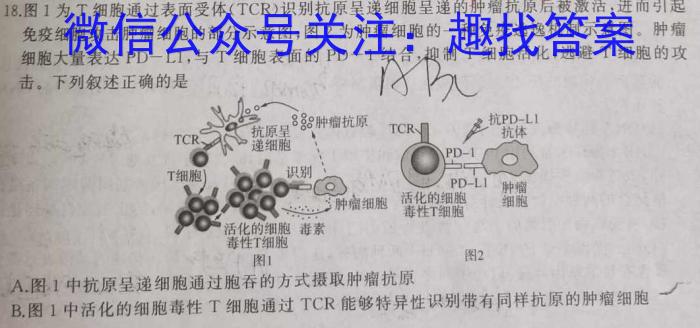 文博志鸿 2023年河南省普通高中招生考试模拟试卷(预测二)生物