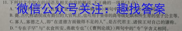 2023年安徽省初中毕业学业考试冲刺试卷(一)语文