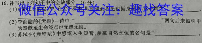 江西省上饶市2023年全区九年级第二次模拟考试语文