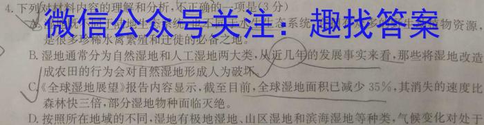 木牍&老庄大联考2023年4月安徽中考名校信息联考卷语文