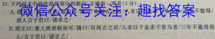 2022学年第二学期高一年级台州山海协作体期中联考语文