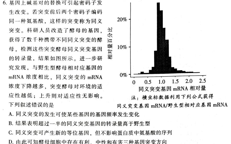 2023年高三5月大联考（全国乙卷）生物