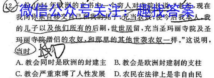 炎德英才大联考 湖南师大附中2023届模拟试卷(二)历史