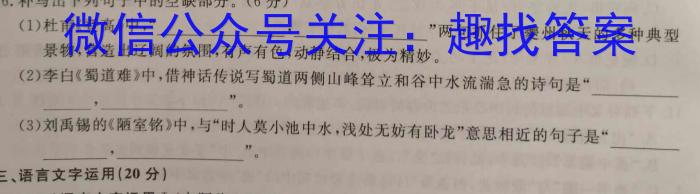 江苏省2022-2023学年第二学期高二年级期中考试(23609B)语文