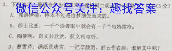 2023年衡水名师卷高考模拟压轴卷 老高考(三)语文