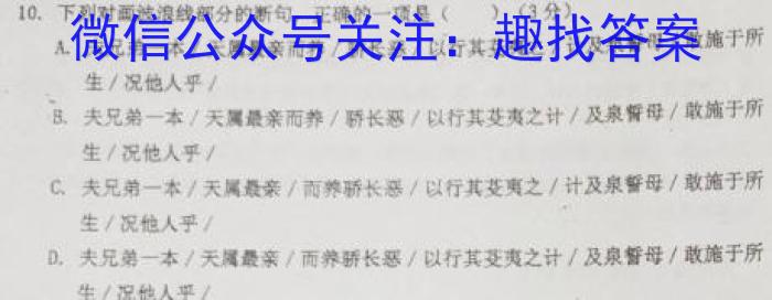 皖智教育 安徽第一卷·2023年八年级学业水平考试信息交流试卷(十)语文