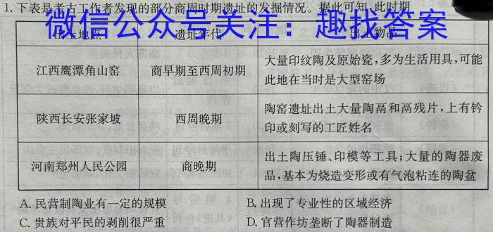 安徽省合肥市包河区2022-2023学年第二学期教学质量检测（二）历史