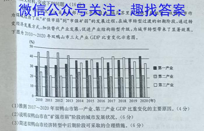 2023年安徽省初中毕业学业考试模拟仿真试卷（五）q地理