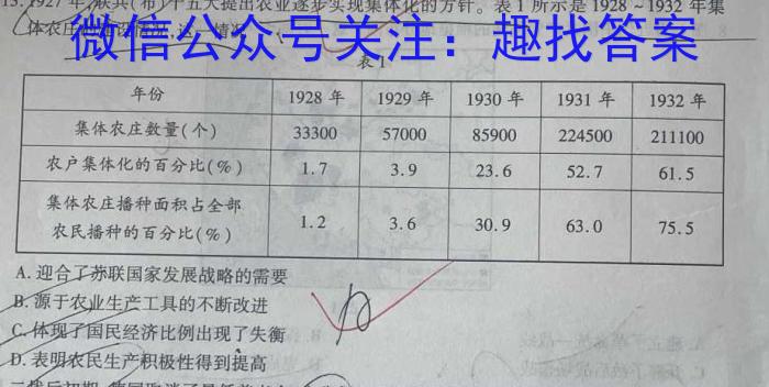 安徽省2023年肥西县九年级第二次质量调研历史