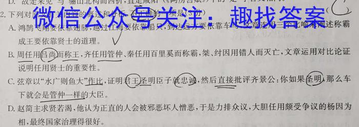 快乐考生 2023届双考信息卷·第七辑 一模精选卷 考向卷(三)语文