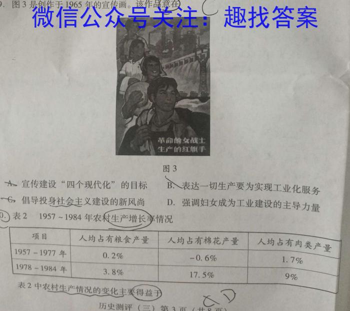 陕西省2023年普通高等学校招生全国统一考试（正方形套黑菱形）历史