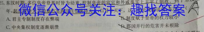安徽省2022-2023学年度第二学期九年级G5联动教研第一次调研（下学期）历史