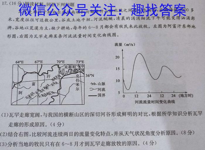 2022-2023学年青海省高一试卷4月联考(标识♠)l地理