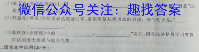 衡水金卷先享题压轴卷2023答案 新高考B一语文