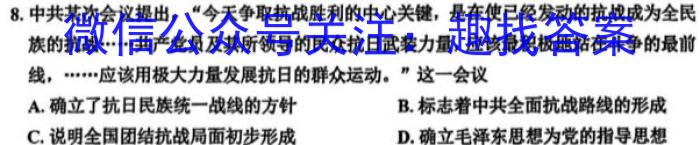 安徽省2023届九年级第七次阶段性测试(R-PGZX G AH)历史