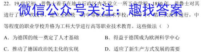 陕西省2023年普通高等学校招生全国统一考试（◇）历史