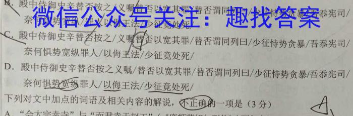 炎德英才大联考 湖南师大附中2023届模拟试卷(二)语文