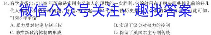 安徽省十联考2022-2023学年度第二学期高二期中联考历史