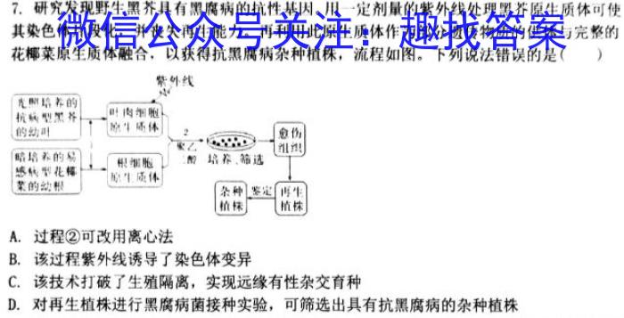 2023届普通高等学校招生全国统一考试猜题压轴卷XKB-TY-YX-E(一)生物