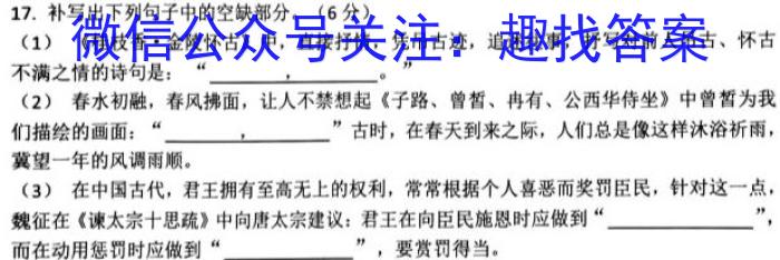 安徽省2025届七年级下学期教学评价三语文