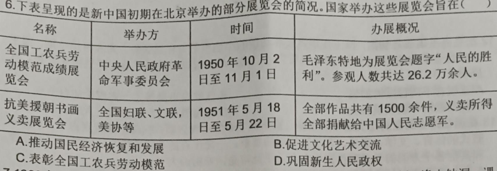 安康市2023届高三年级第三次质量联考试卷(4月)历史