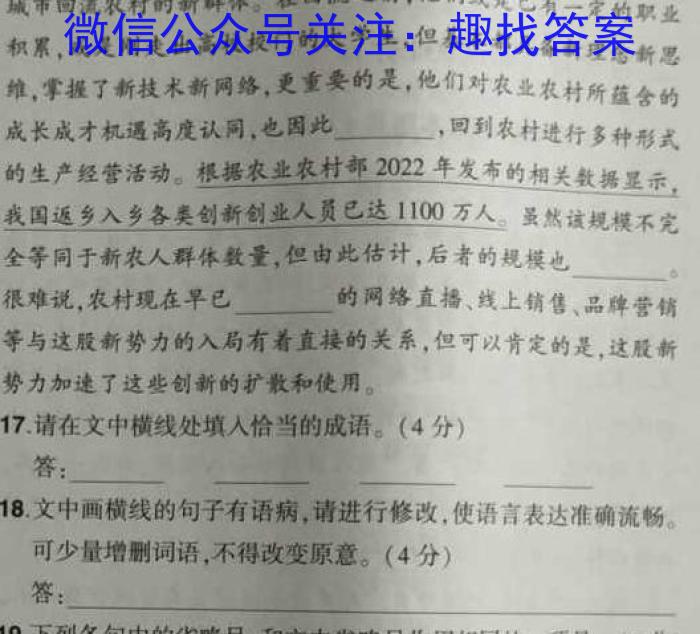 天一大联考 2023年普通高等学校招生全国统一考试诊断卷(B卷)语文