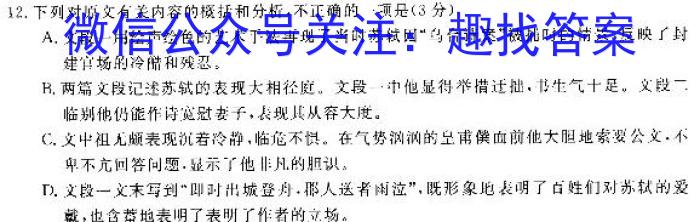 文博志鸿 2023年河北省初中毕业生升学文化课模拟考试(导向二)语文