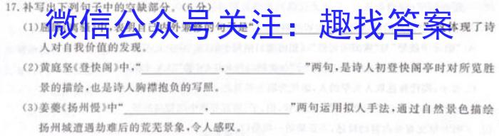 安徽省2022-2023学年八年级下学期教学质量调研三语文