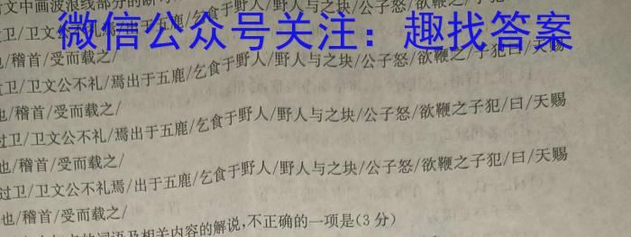 百校联赢·2023年安徽名校过程性评价三语文