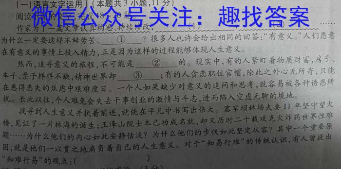 安徽省2022-2023学年度第二学期九年级G5联动教研第一次调研（下学期）语文