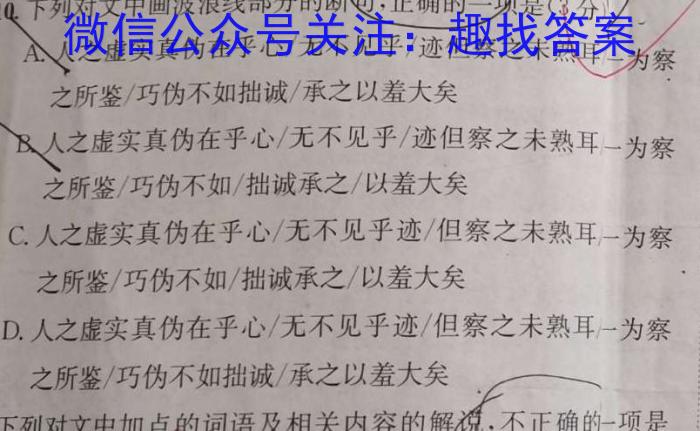 2023届普通高等学校招生全国统一考试 4月青桐鸣大联考(高三)(老高考)语文