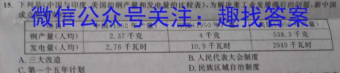 浙江省A9协作体2024学年第二学期期中联考高二历史
