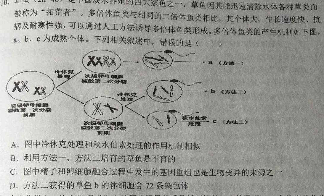 京师AI联考2023届高三质量联合测评全国乙卷(一)生物