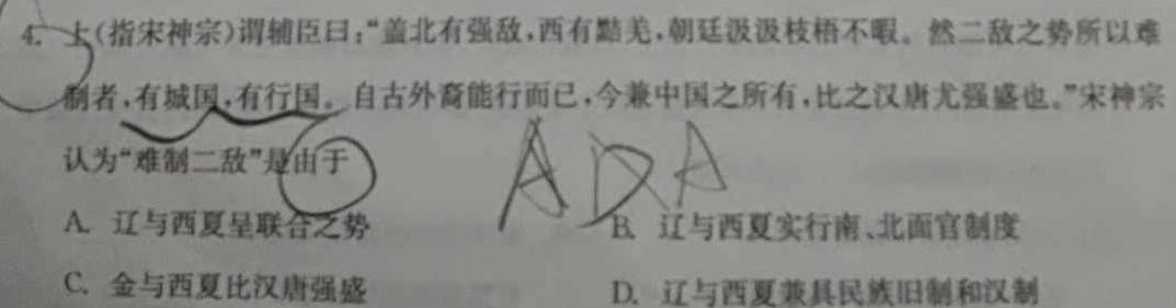 2024届山西高二4月联考历史