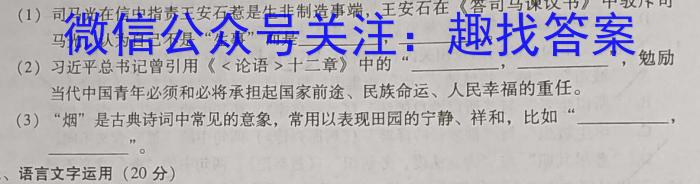 （益卷）2023年陕西省初中学业水平考试A版语文