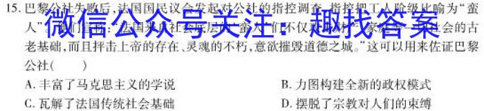 陕西省2023年九年级模拟检测卷历史