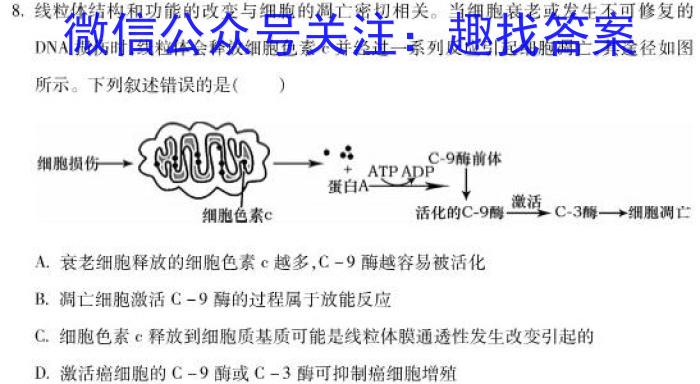 河北省2023届高三学生全过程纵向评价(四)4生物