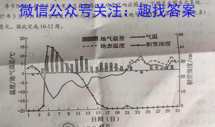 京师AI联考2023届高三质量联合测评全国乙卷(一)地理.