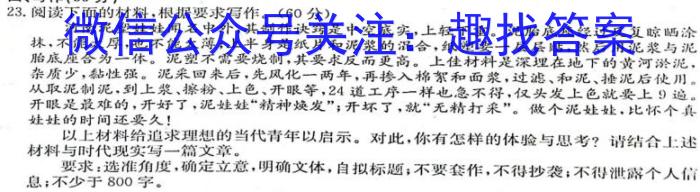 学林教育 2023年陕西省初中学业水平考试·临考冲刺卷(E)语文