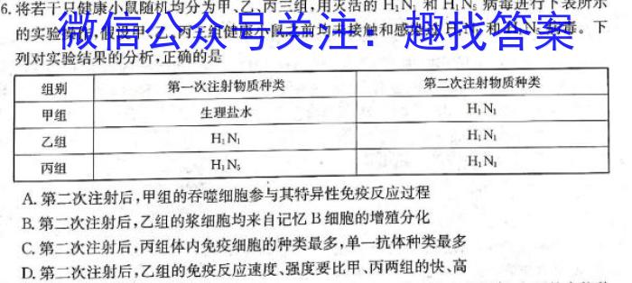 学林教育2023年陕西省初中学业水平考试·名师导向模拟卷(三)生物