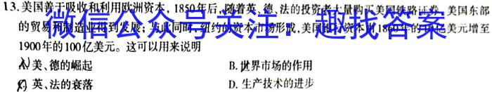 陕西师大附中2022-2023学年度初三年级第五次适应性训练历史
