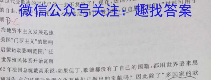 师大名师金卷2023年陕西省初中学业水平考试（八）历史