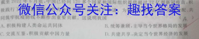 河南省2023年中招九年级适应性测试（二）政治~